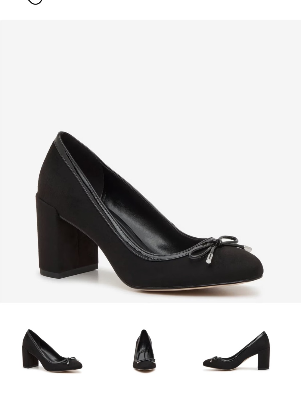 New in box - Kelly & Katie Black Suede Block Heel Pumps with Bow - Picture 2 of 9